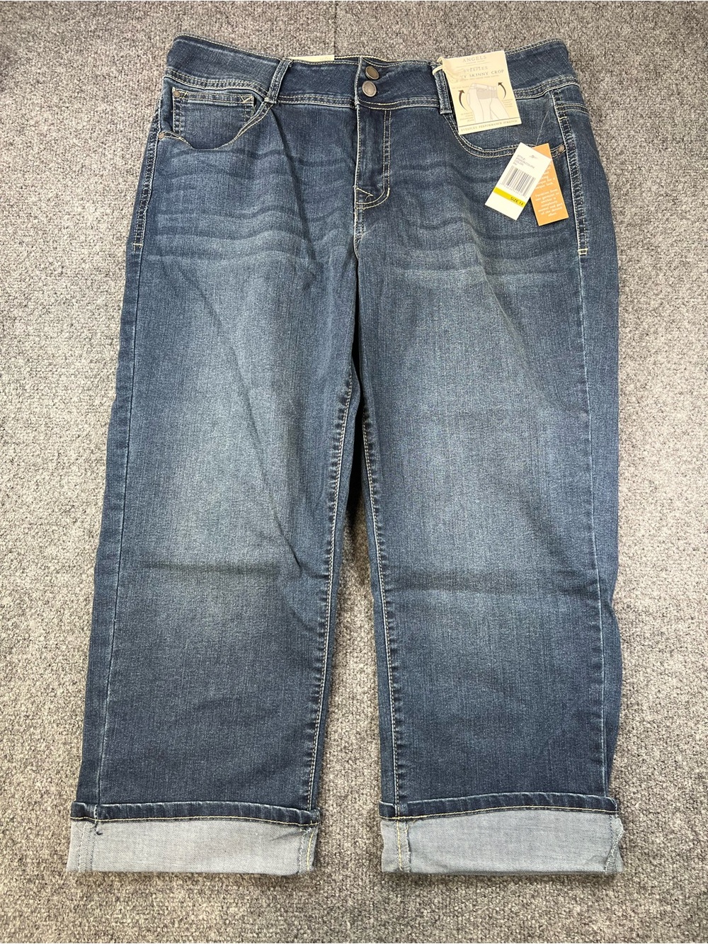 Angels Blue Midwash Skinny Crop Jeans with Contrast Stitching E25